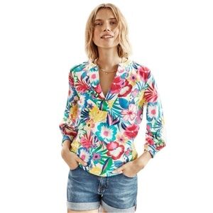 Boden Floral Top Blouse Tropical Multicolor Size 4